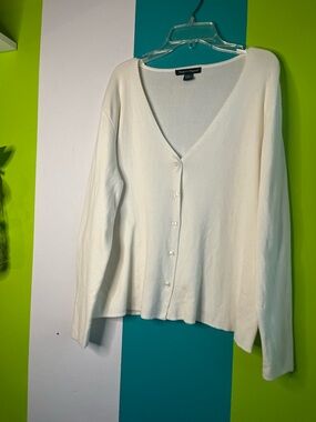 Designers Originals Cream V-Neck Button-Front Sweater